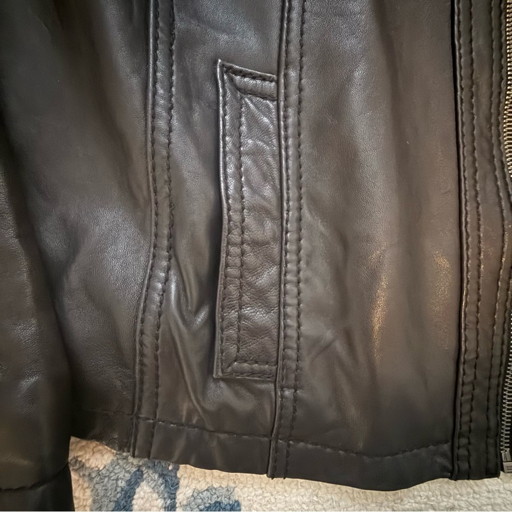 Michael Kors Black genuine Leather biker Jacket women’s xl - Picture 4 of 10